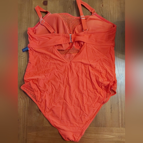 NEW NWT AdoreMe Plus Size Fiesta Orange Cloralin Contour One Piece Bathing Suit - Picture 4 of 7